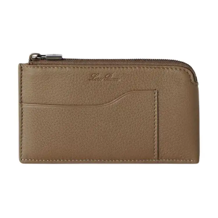 Loro Piana Cow Leather Card Holder Men's Dark Coffee Brown