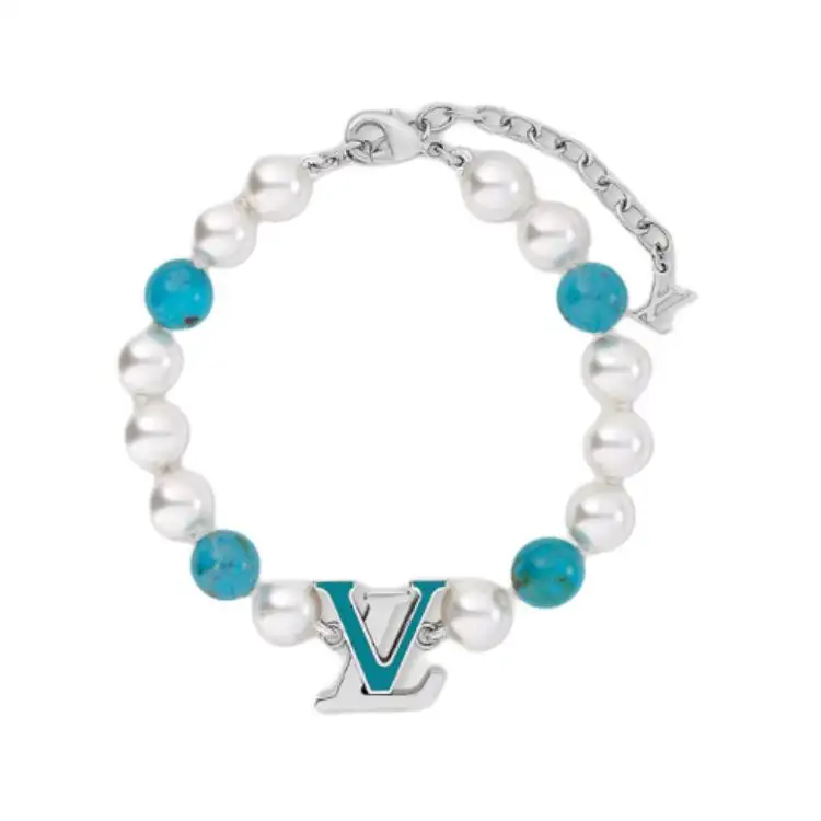 LOUIS VUITTON Brass, Green, Turquoise, Metal Bracelets Men's White/Blue