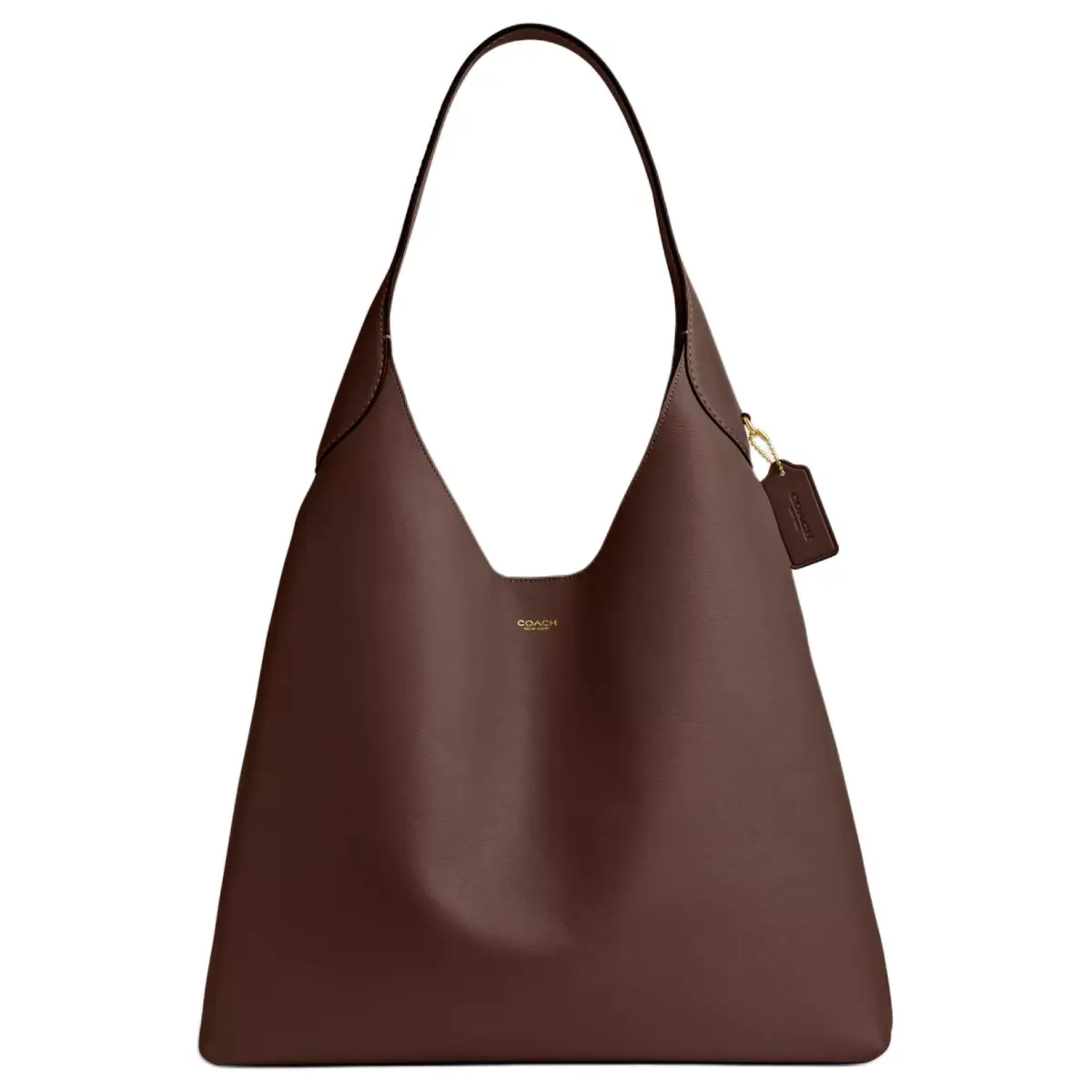 COACH Brooklyn Natural Grain Leather Hobo Bag, Handbag, Shoulder Bag Large Women's Brass And Maple