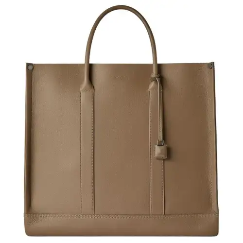 Loro Piana Cow Leather Tote Handbag Small Women's Dark Coffee Brown