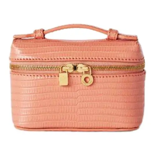 Loro Piana Gecko Leather Charm Coin Purse Women's Light Orange