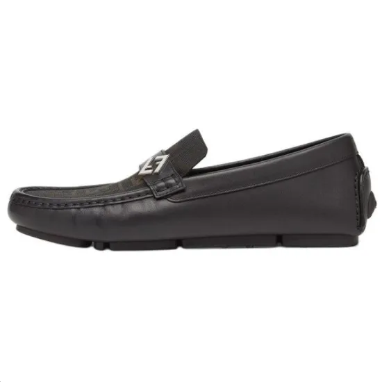 FENDI Logo Plaque Monogrammed Loafers