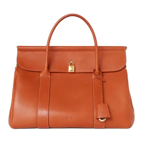 Loro Piana Cow Leather Handbag Regular Women's Five Spice Pumpkin