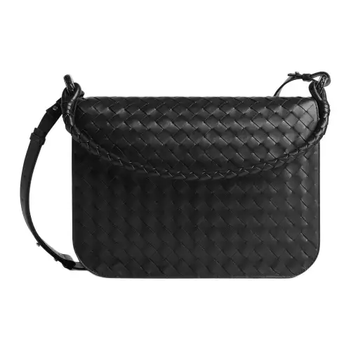 Bottega Veneta Intrecciato Calfskin Handbag, Shoulder Bag, Crossbody Bag Men's Black