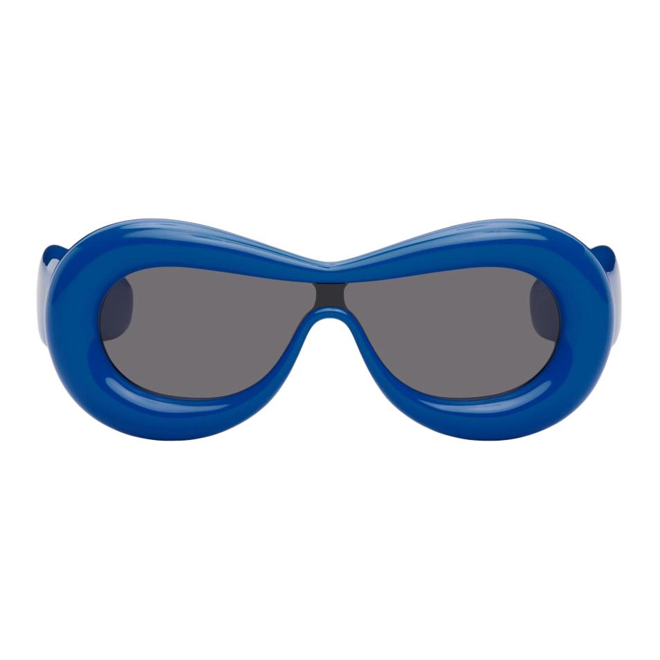 LOEWE Brand Logo Acetate Irregular Shape Sunglasses Men's Blue