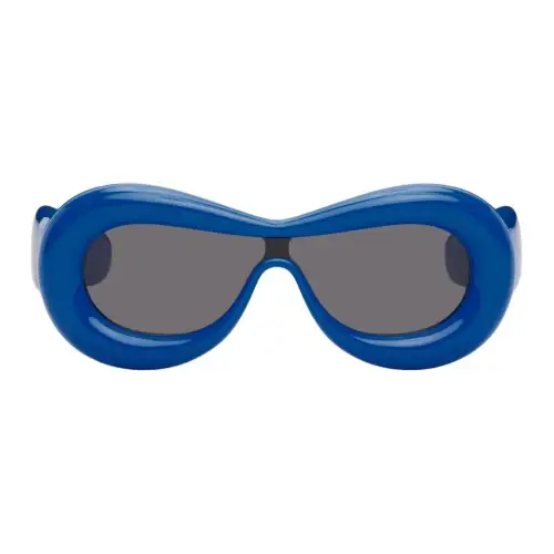 LOEWE Brand Logo Acetate Irregular Shape Sunglasses Men's Blue