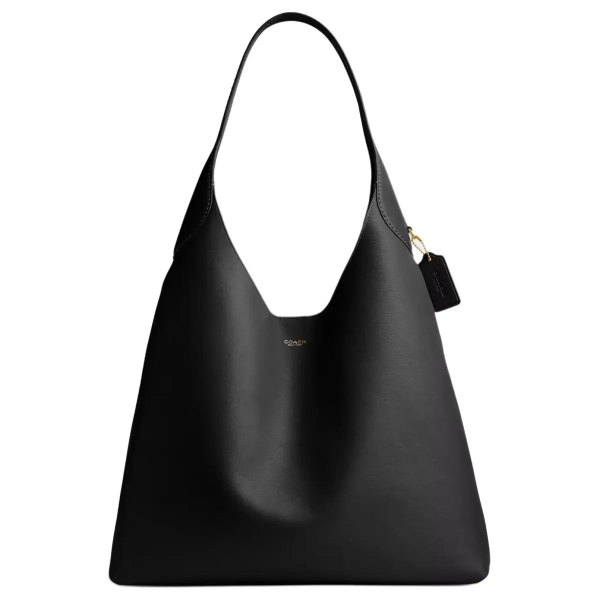 COACH Brooklyn Natural Grain Leather Hobo Bag, Handbag, Shoulder Bag Large Women's Brass & Black