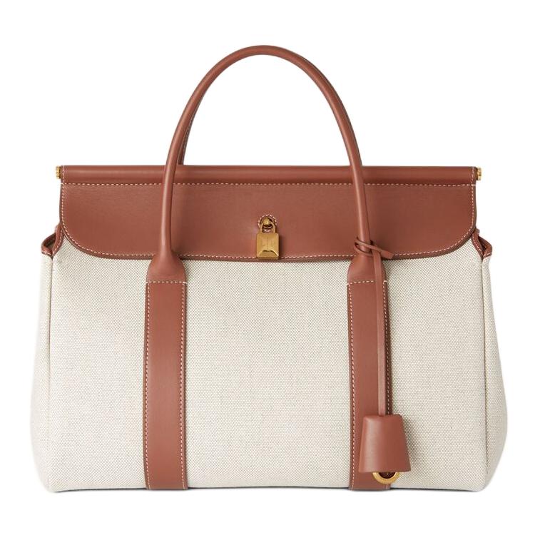 Loro Piana Cotton With Linen Handbag Women's Natural & Caramel