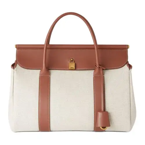 Loro Piana Cotton With Linen Handbag Women's Natural & Caramel