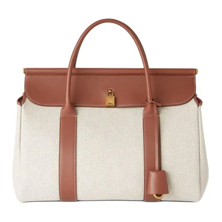 Loro Piana Cotton With Linen Handbag Women's Natural & Caramel