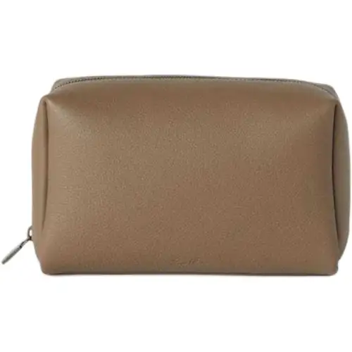 Loro Piana Cow Leather Travel Storage Bag Men's Dark Coffee Brown