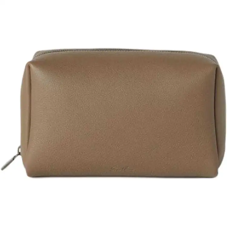 Loro Piana Cow Leather Travel Storage Bag Men's Dark Coffee Brown