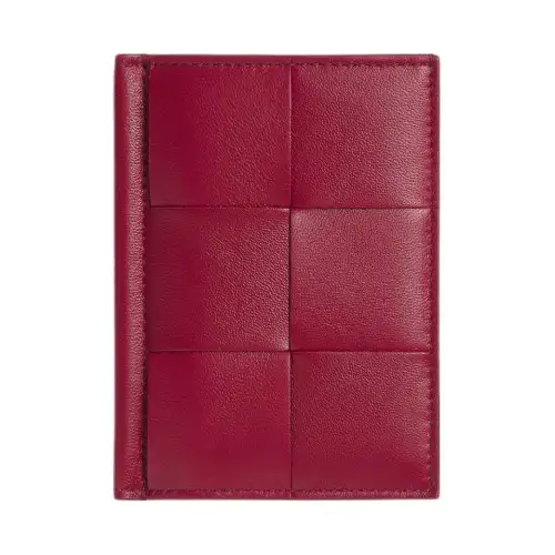 Bottega Veneta Lambskin Card Holder Women's Dark Red & Washed Pink