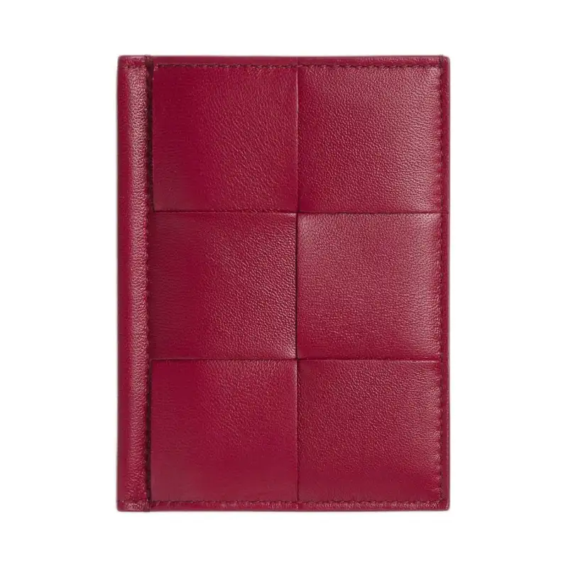 Bottega Veneta Lambskin Card Holder Women's Dark Red & Washed Pink