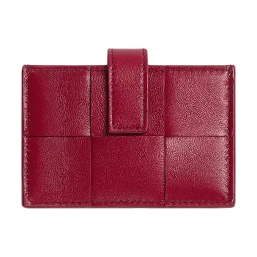 Bottega Veneta Lambskin Card Holder Women's Dark Red & Washed Pink