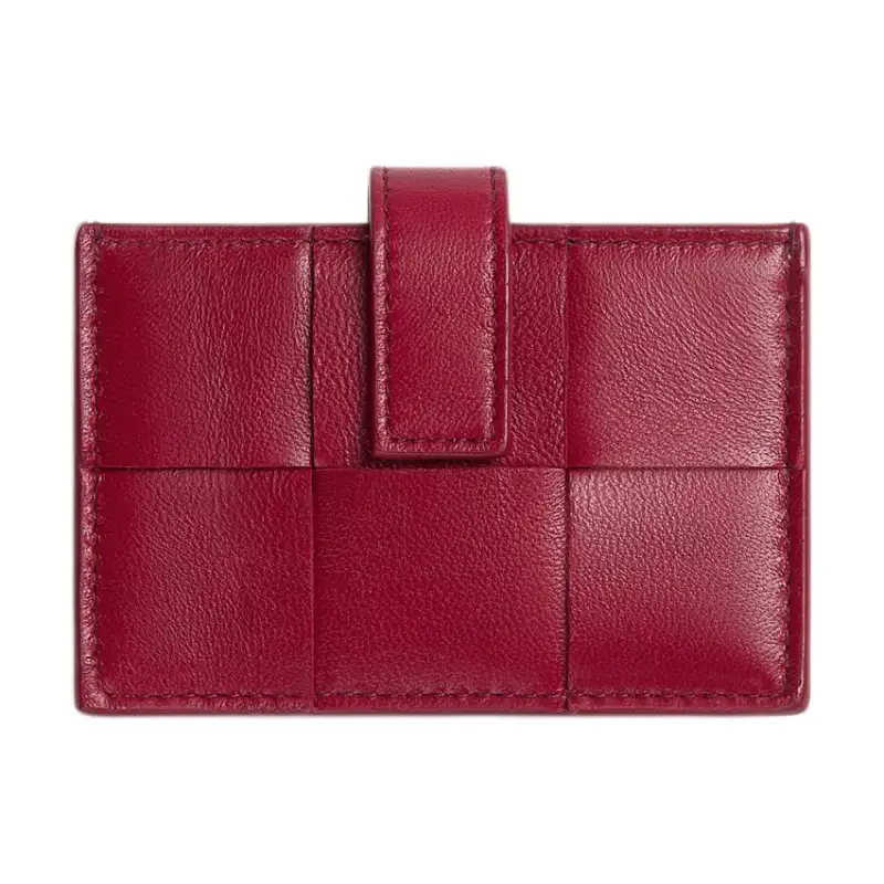 Bottega Veneta Lambskin Card Holder Women's Dark Red & Washed Pink