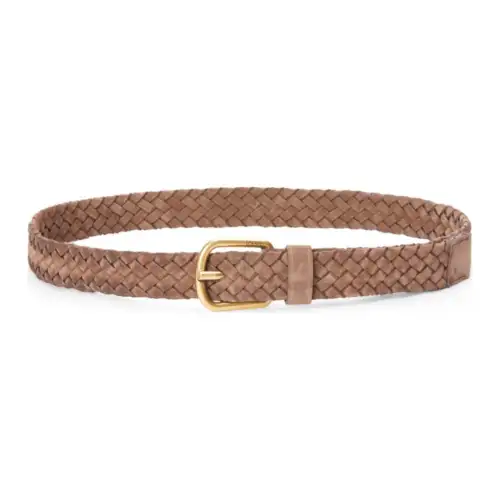 LOEWE Suede Cow Leather Belts Men's Vintage Gold Width 3.5cm