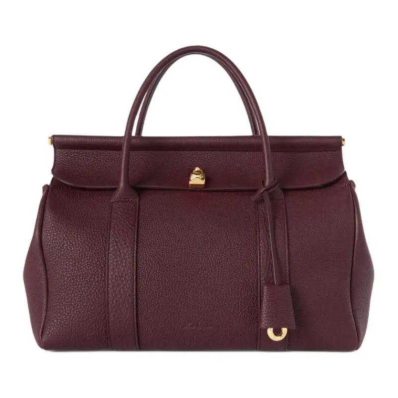 Loro Piana Cow Leather Handbag Regular Women's Red Bean & Sun Gold