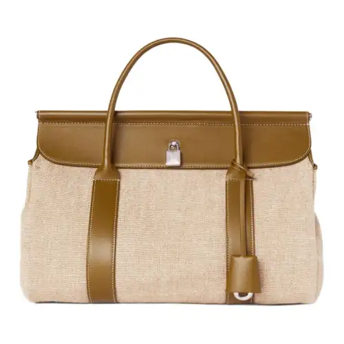 Loro Piana Cow Leather Crossbody Handbag Regular Women's Natural Olive Leaf