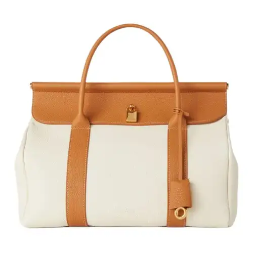 Loro Piana Cow Leather Handbag Women's Whisper White & Wheat Bran & Sun Gold