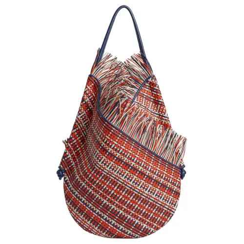 Bottega Veneta Lambskin Handbag, Shoulder Bag Women's Red & Dark Blue