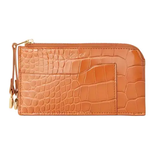 Loro Piana Small Crocodile Leather Clutch Women's Warm Brown