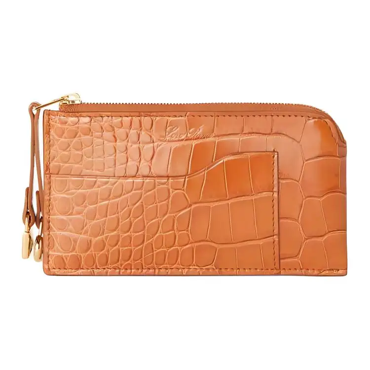 Loro Piana Small Crocodile Leather Clutch Women's Warm Brown