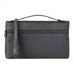 Loro Piana Ostrich Leather Handbag Clutch Men's Marine Blue