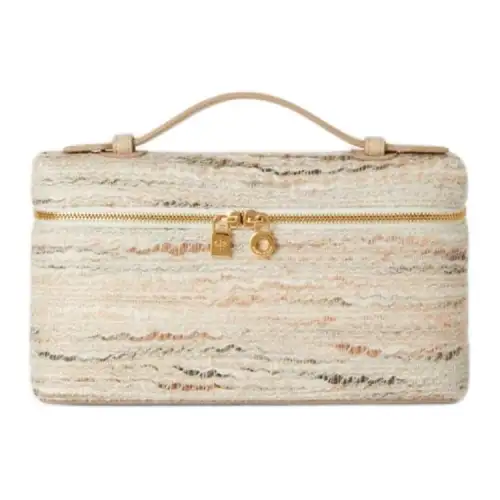 Loro Piana ExtraPocket Tweed Handbag Women's Pink & Stone Color & Gold