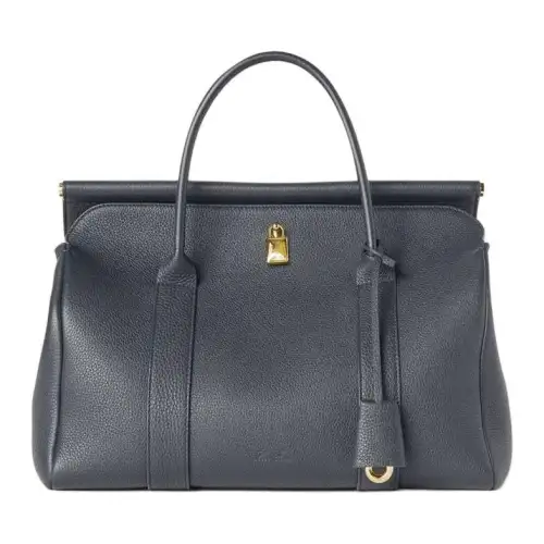Loro Piana Cow Leather Handbag Women's Marine Blue