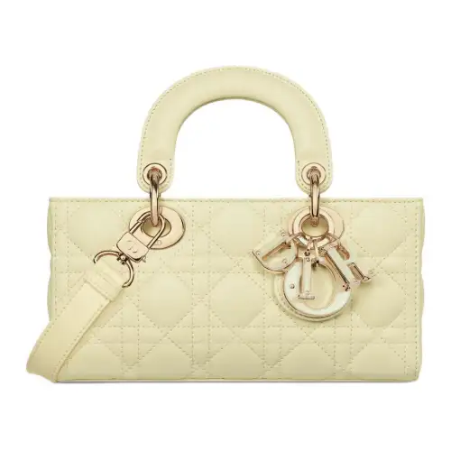 DIOR Lady D JOY Lambskin Portable Crossbody Bag, Shoulder Bag Small Women's Light Yellow