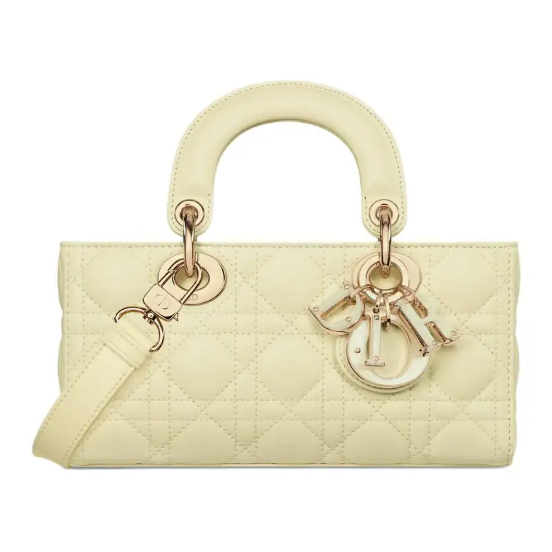 DIOR Lady D JOY Lambskin Portable Crossbody Bag, Shoulder Bag Small Women's Light Yellow