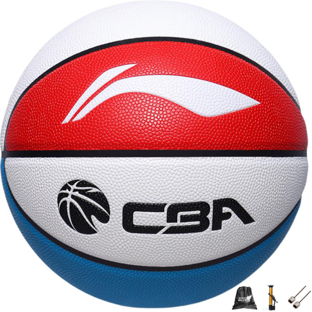 Li Ning CBA Collection Pu Basketball Red Blue White Size 7 Training Unisex