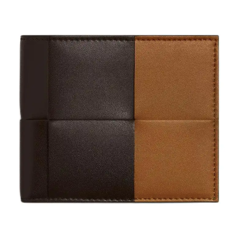 Bottega Veneta CASSETTE Calfskin Wallet Men's Dark Brown & Brown
