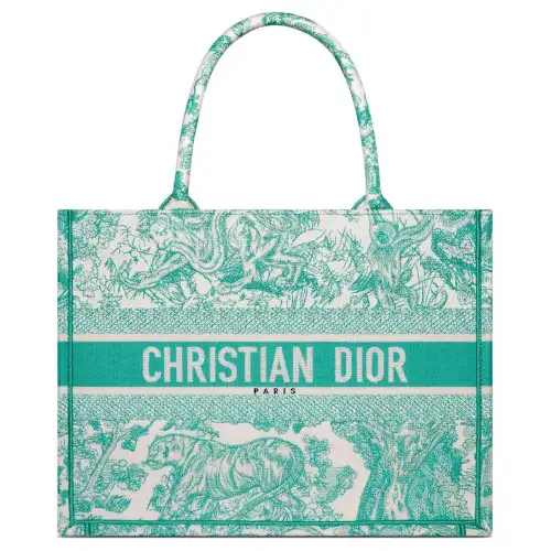 DIOR Embroidery Tote Bag, Shopping Bag, Handbag Medium Women's Sea Blue