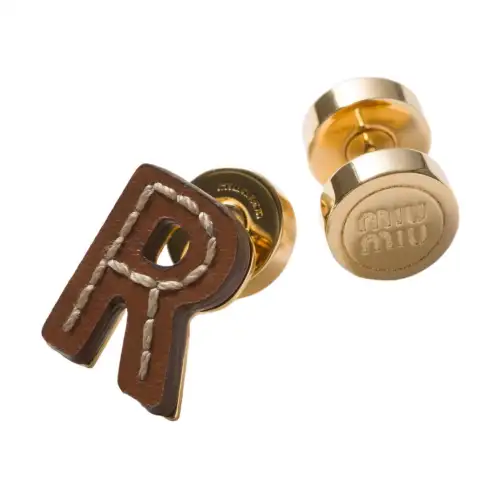 MIU MIU Leather Earrings Women's Gold