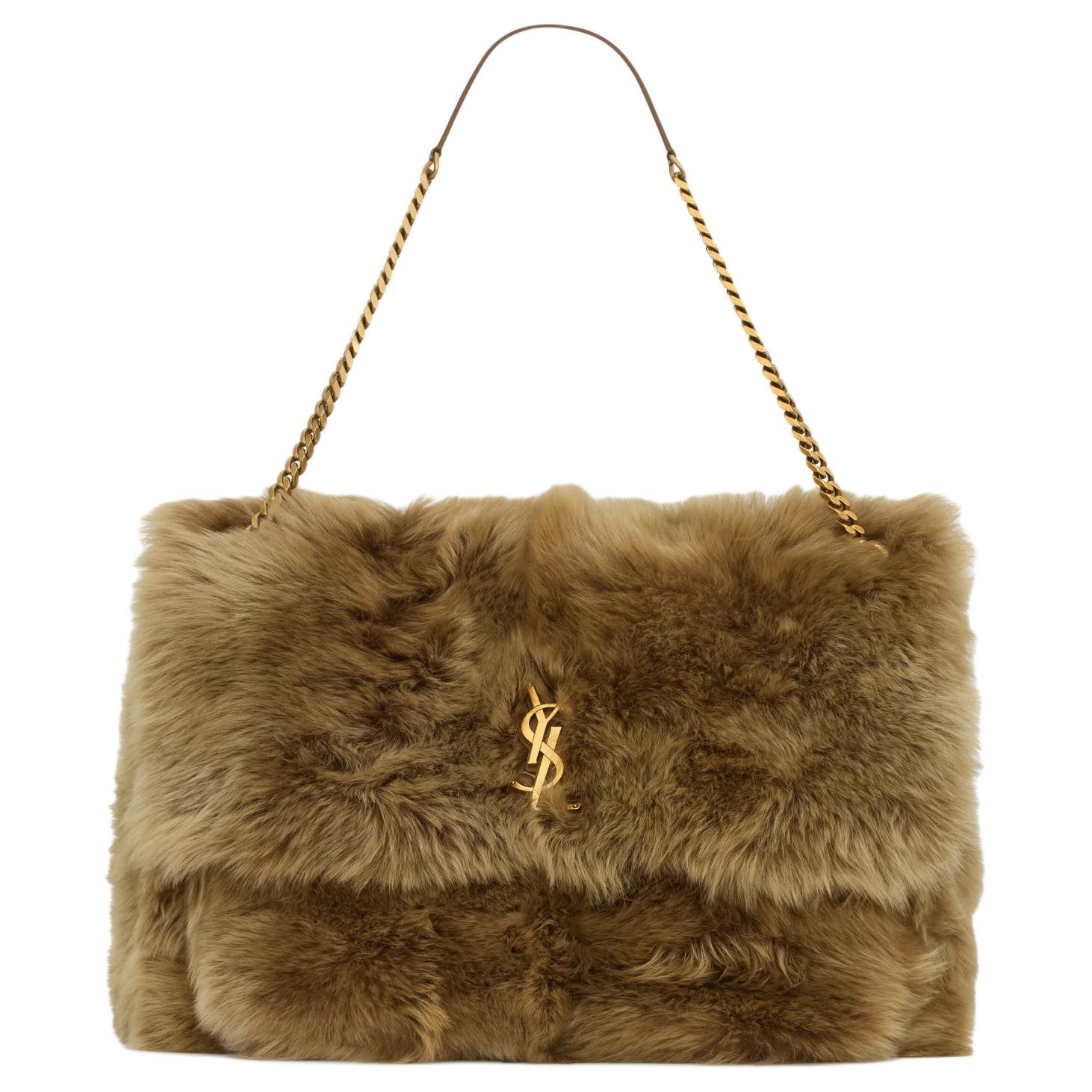 SAINT LAURENT Niki Lambskin Handbag, Shoulder Bag Extra Large Women's Brown