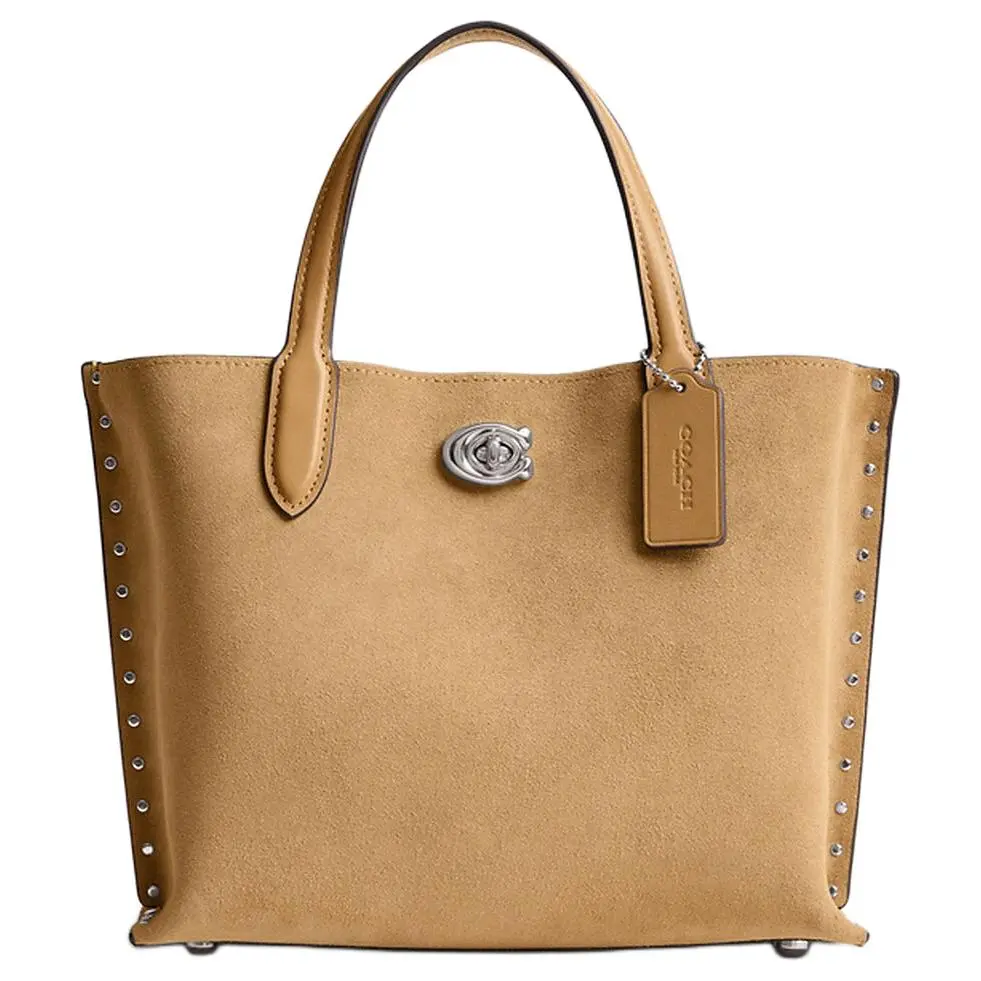 COACH Willow Suede With Refined Calfskin Shoulder Bag, Crossbody Bag, Handbag Medium Women's Peanut