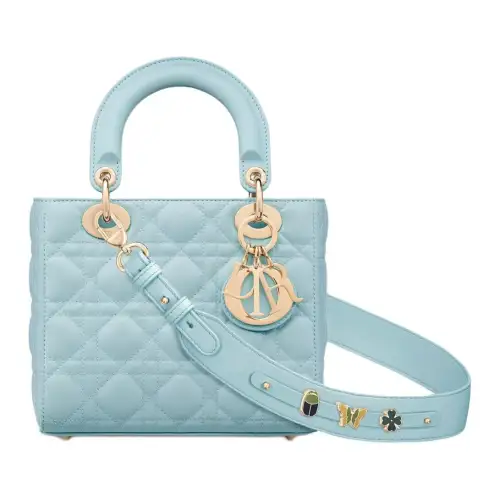 DIOR Lady Dior Sheepskin Handbag, Tote Bag, Shopping Bag, Shoulder Bag, Crossbody Bag, Handbag Small Women's Space Blue