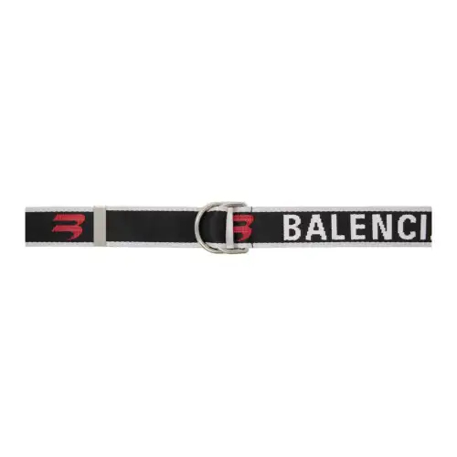 Balenciaga Letter Design Fabric Belts Men's Black Width 4CM