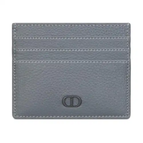 DIOR Grain Cow Leather Card Holder Men's Dark Gray