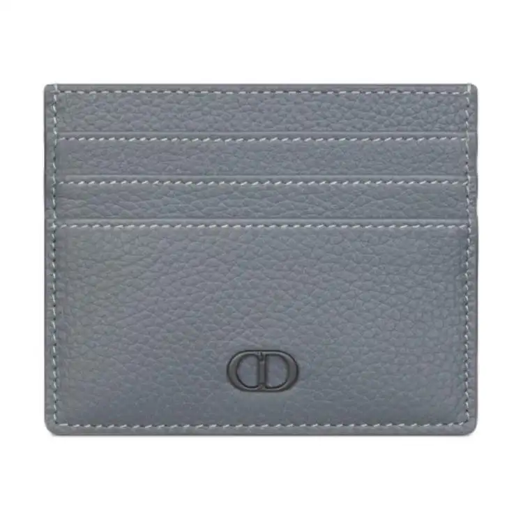 DIOR Grain Cow Leather Card Holder Men's Dark Gray