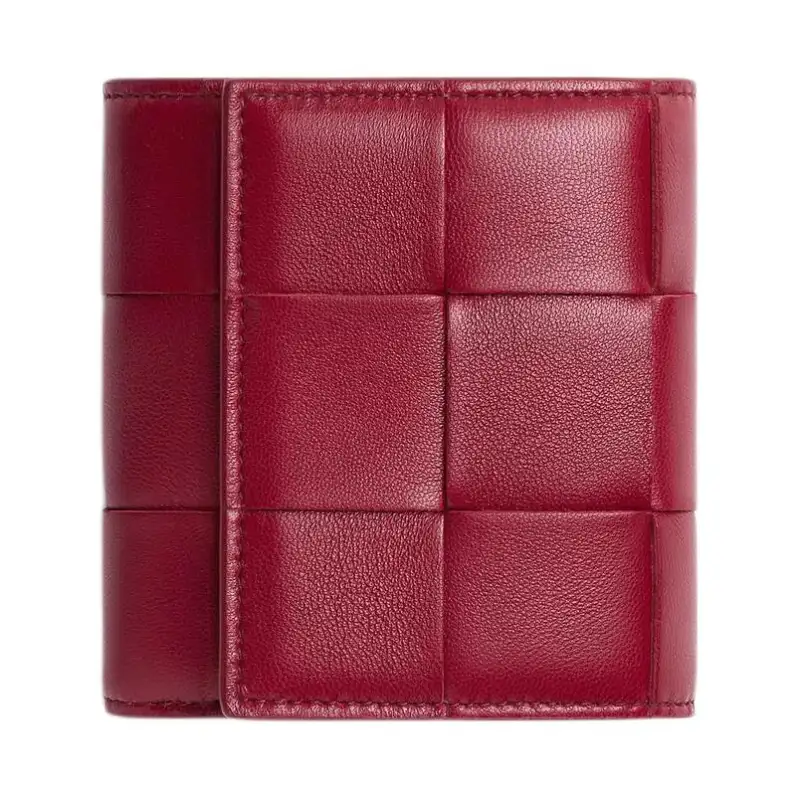 Bottega Veneta Lambskin Wallet Women's Dark Red & Washable Pink