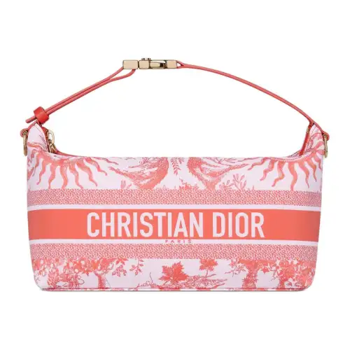 DIOR DIORIVIERA Technical Fabric Handbag Medium Women's Coral Powder