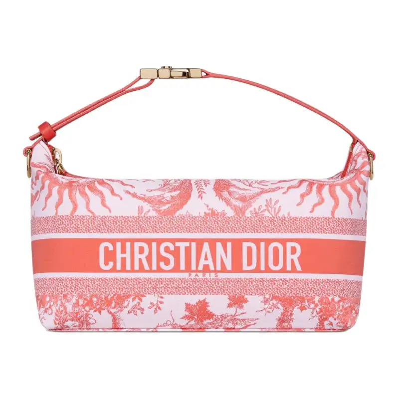 DIOR DIORIVIERA Technical Fabric Handbag Medium Women's Coral Powder