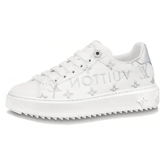 LOUIS VUITTON Skateboard Shoes Women's Low-Top Silvery White