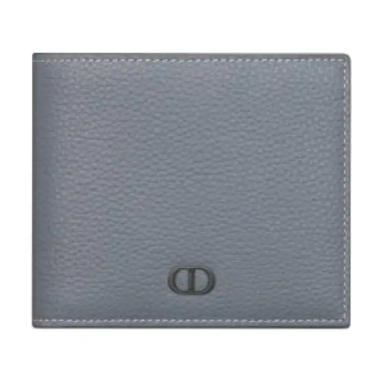 DIOR Grain Calfskin Wallet Men's Gray