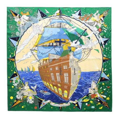 HERMES Silk Scarves Women's Green