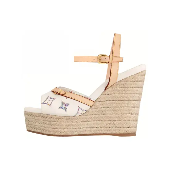 LOUIS VUITTON Helios Strap Sandals 8cm Women's Beige Apricot