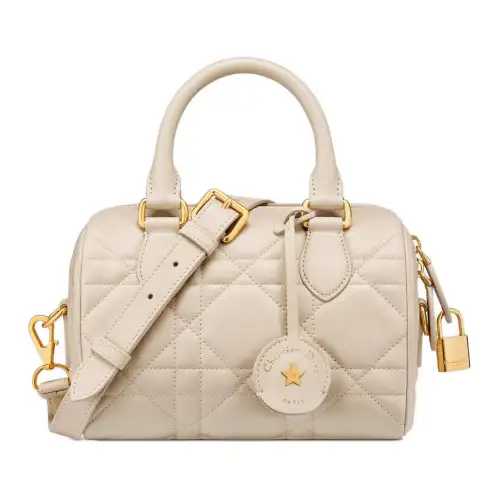 DIOR Groove Cow Leather Shoulder Bag Women's Ivory